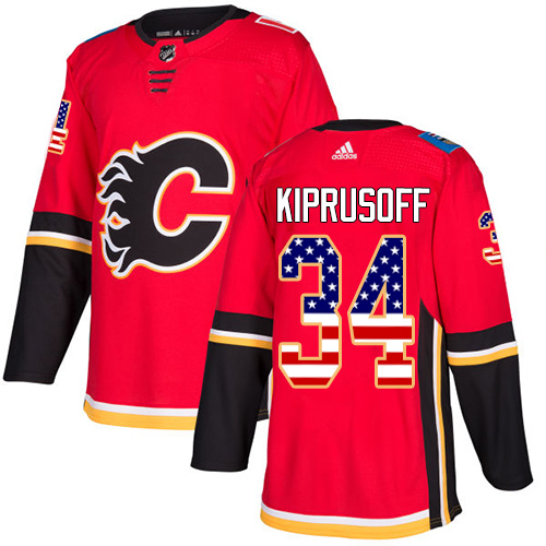 Herren Calgary Flames Eishockey Trikot Miikka Kiprusoff #34 Authentic Rot USA Flag Fashion